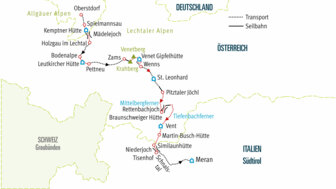 Alpenüberquerung auf dem E5 für Frauen mit Komfort Karte