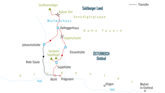 Karte Variantenreicher Venediger-Höhenweg HWGRV