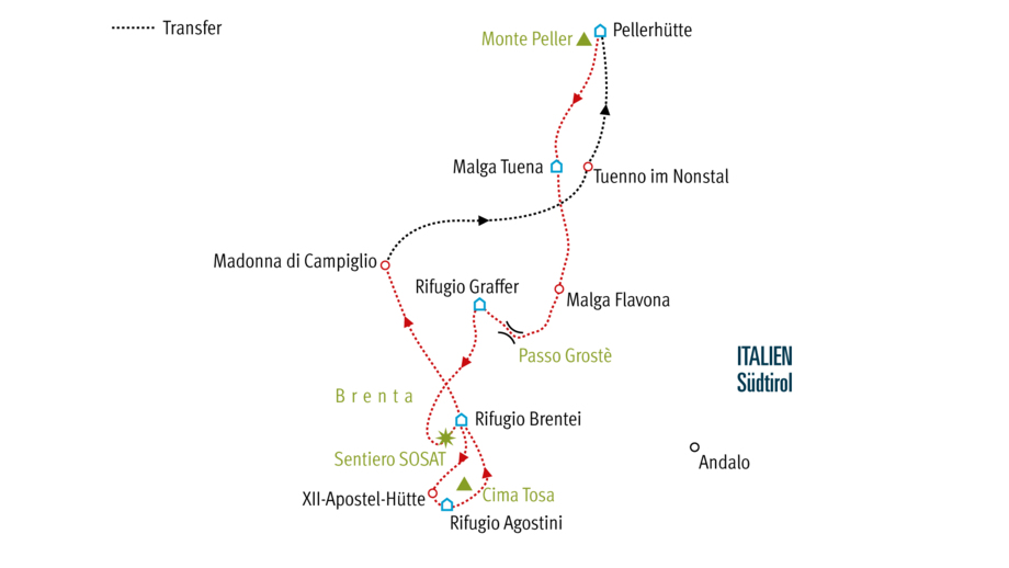 Karte KSWBRE Brenta-Trekking - der Dolomiti die Brenta Trek