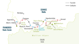 Karte SDCHA Haute Route Traumroute von Chamonix nach Zermatt